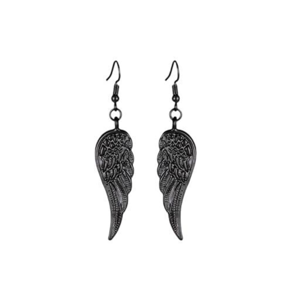 9665 Gothic Angel Wings Earrings Vintage Statement Dangle Drop Wings